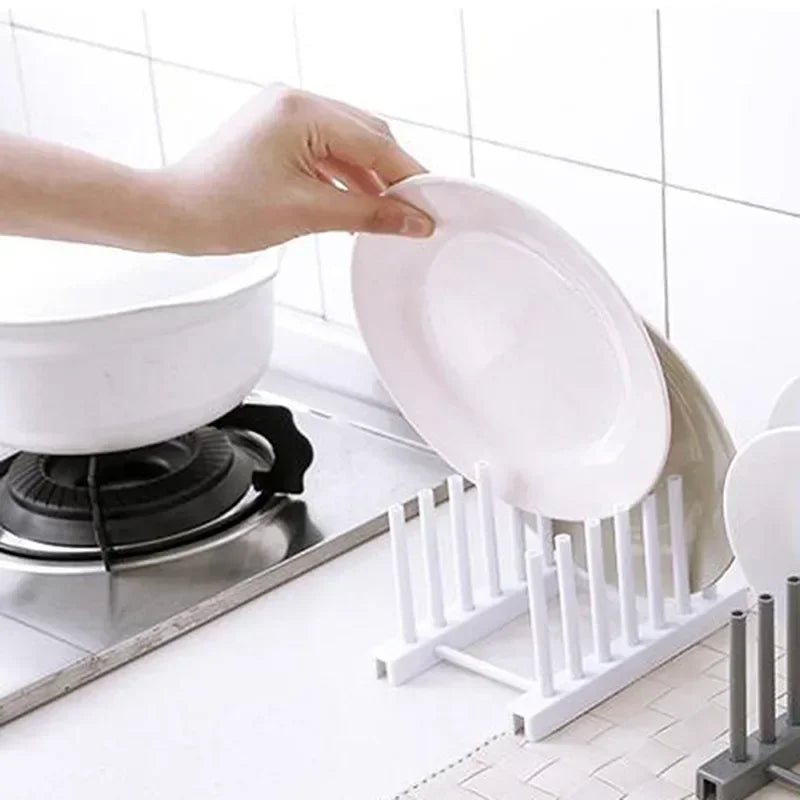 Wooden Dish Drainer Rack Kitchen Dishes Stand Plate Dish Drying Rack Pot Lid Racks Kitchen Organizer Drying Cups Display Shelf