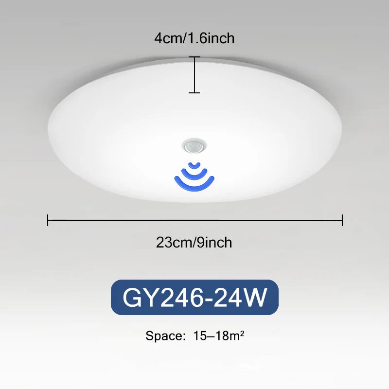 LED Ceiling Light Auto PIR Motion Sensor Smart Home Lighting 13W 18W 24W 36W  Radar Ceiling Lamp For Indoor Bedroom Room Hallway