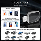 2 in 1 AI Box Mini Adapter Wired to Wireless Carplay&Android Auto Compatible with 99% of Cars Plug and Play WiFi Smart Dongle