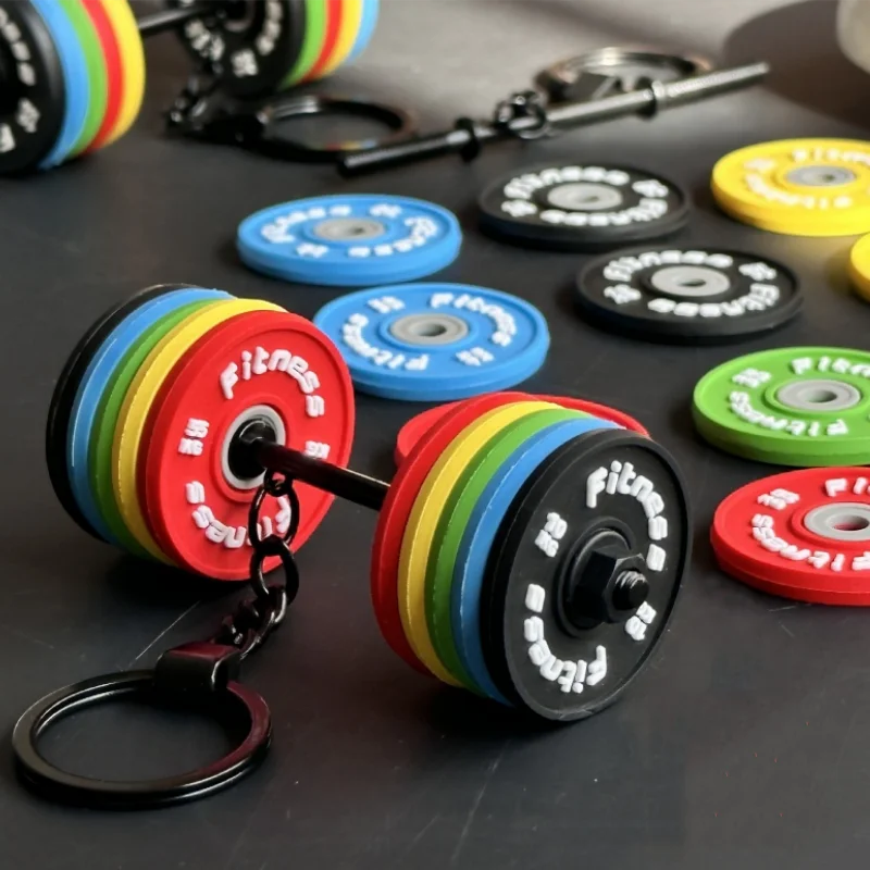 New Barbell Keychain DlY Silicone Dumbbell Keychain Gym Gifts for Gym Lovers Fitness Trainer Gift Backpack Car Key Pendant