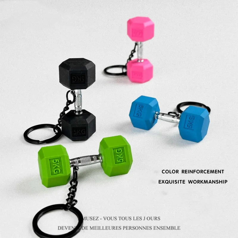 New Barbell Keychain DlY Silicone Dumbbell Keychain Gym Gifts for Gym Lovers Fitness Trainer Gift Backpack Car Key Pendant