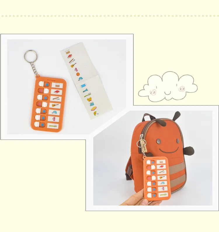 Kids Self-Discipline Checklist Memo Board Portable Keychain Visual Habit Tracker for Children Daily Task