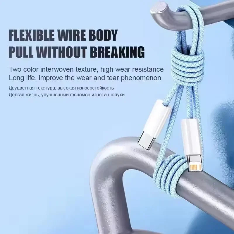 Braided 35W Fast Charge PD Cable For iPhone 13 14 Pro Max 11 12 mini X XR XS Max 7 8 Plus Quick Charging USB-C Data Cables 1m 2m Imagen secundaria del producto