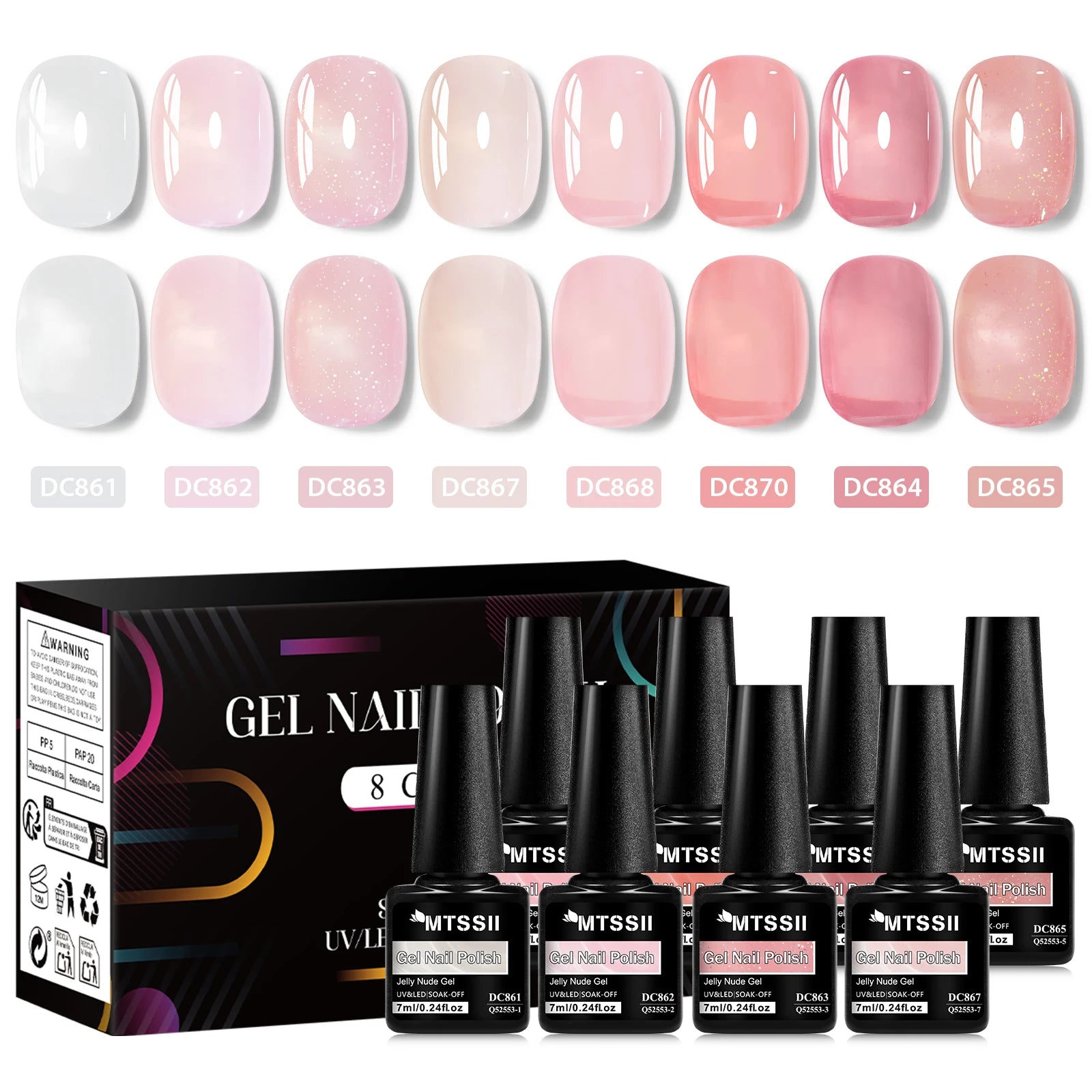 8pcs Nude Jelly Gel Nail Polish Set With Box Translucent Color Semi Permanent Soak Off UV LED Gel Varnish Nail Supplies Manicure Imagen principal del producto