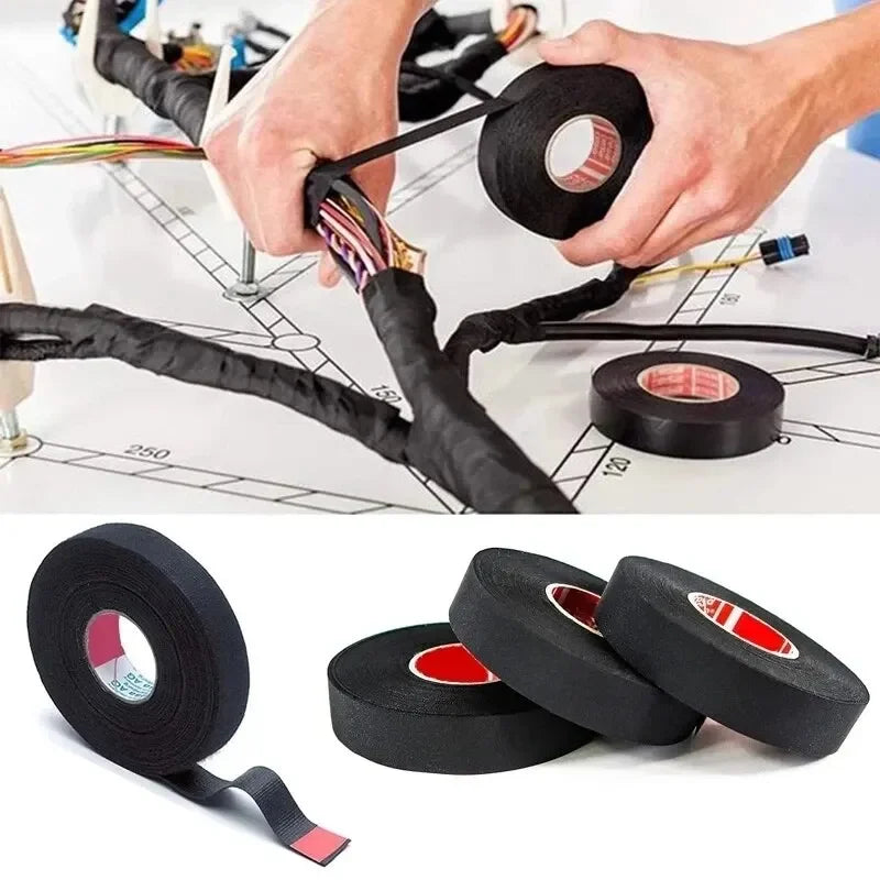 15 Meter Heat-resistant Flame Retardant Tape Coroplast Adhesive Cloth Tape For Car Cable Harness Wiring Loom Protection Image principale du produit
