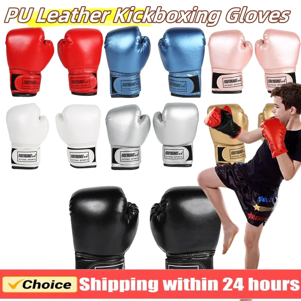 2PCS Kids Boxing Gloves Children Punch Training Sparring Kickboxing Fighting Fitness Mitts Hitting Hand Protector for Boys Girls Imagen secundaria del producto