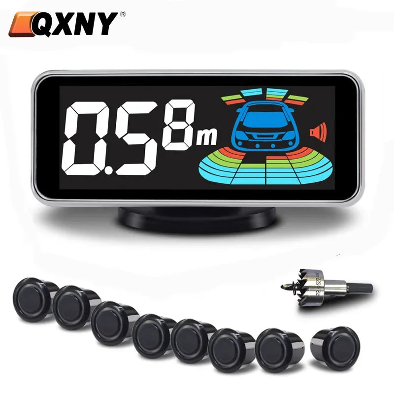 8 Parktronic Parking Sensors Kit Reversing Front and Rear Car Backup Radar Detector Backing Assistance Sound Aler AID Imagem principal do produto
