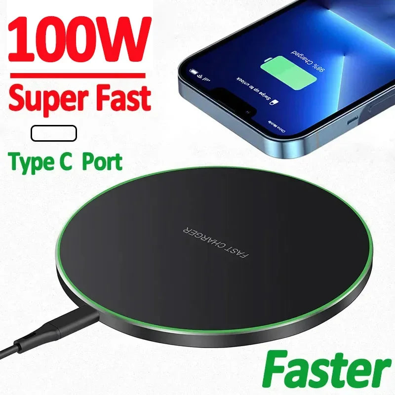 100W Fast Wireless Charger Pad For iPhone 15 14 13 12  X Pro Max 8 Samsung Galaxy S23 Xiaomi Wireless Charging Station Chargers Imagen principal del producto