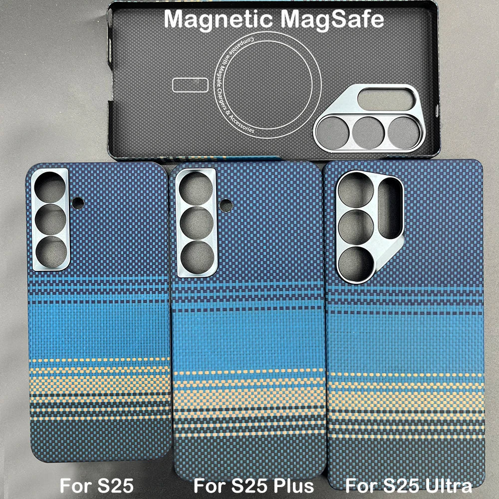 Carbon Fiber Case For Samsung Galaxy S25 Ultra/S25+/S25/S25 Edge Lens Camera Protection Aramid Fiber Cover Lightweight Slim Case