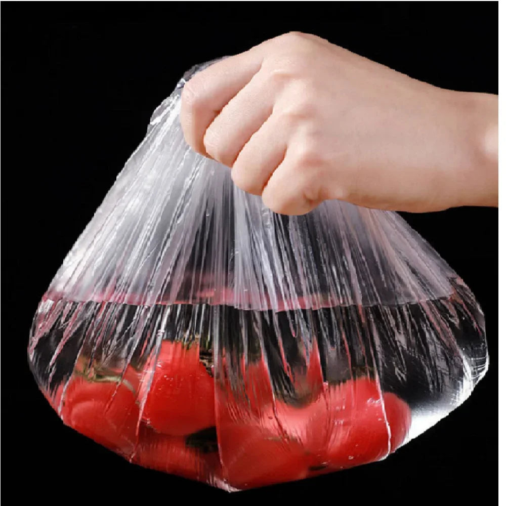 100 Pcs Elastic Food Covers, Disposable Plastic Bowl Lids for Fruit & Vegetable Storage, Freshness Seal Wraps Image secondaire du produit