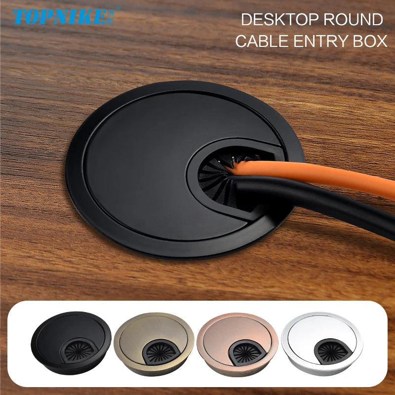50/53/60mm Office Table Wire Hole Covers Computer Desk round metal decoration box Furniture Hardware Fittings