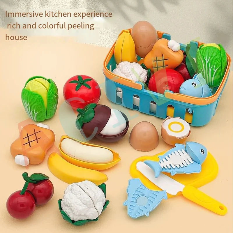 Kid Pretend Play Kitchen Fun Cutting Fruits and Vegetables Food Play House Set Puzzle Education Toys For Kids Boys Girls Gifts Imagen secundaria del producto