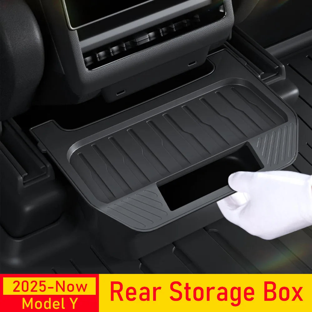 Rear Seat Storage Box for Tesla Model Y Juniper 2025 2026 Organizer Center Console Bins Backseat Trash Can Garbage Accessories Imagen principal del producto