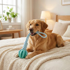 Cotton Rope & Rubber Dog Chew Ball, Treat Dispenser Toy. 18x13cm, Durable, for Boredom & Teething