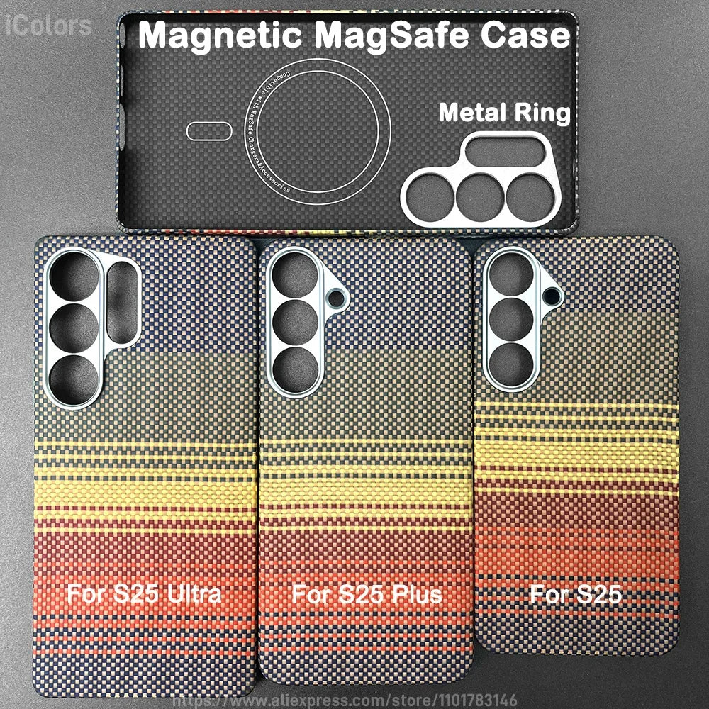 Carbon Fiber Case For Samsung Galaxy S25 Ultra/S25+/S25/S25 Edge Lens Camera Protection Aramid Fiber Cover Lightweight Slim Case