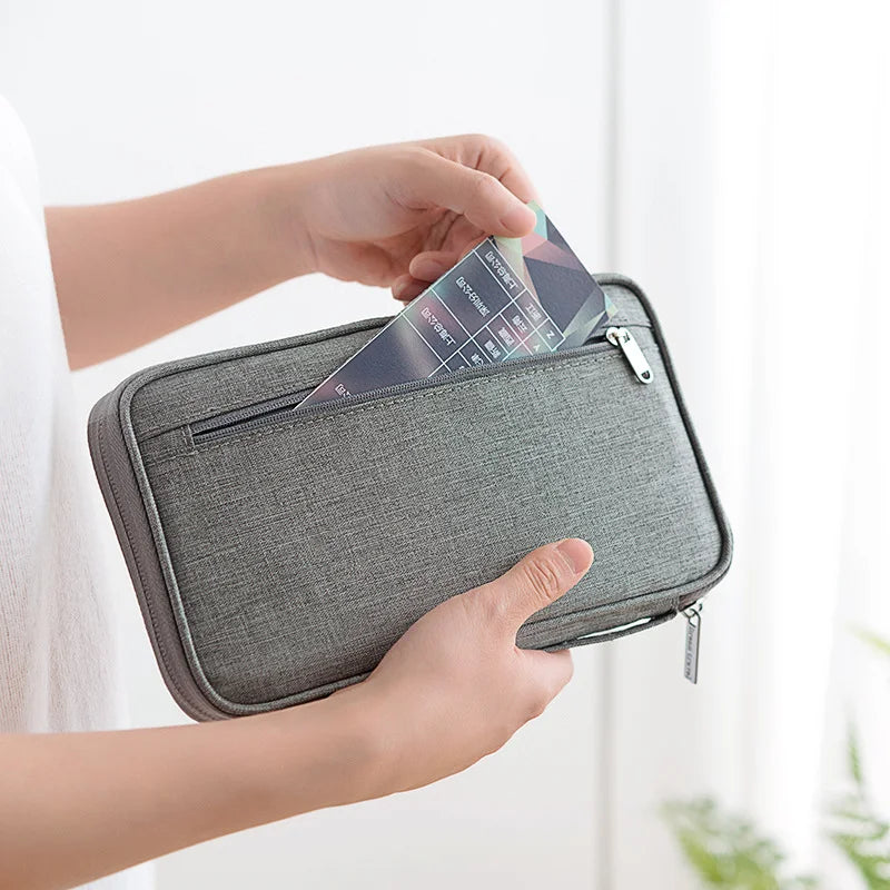 Travel Document Organizer - Waterproof Passport Holder with RFID Blocking, Multi-Card Slots & Zipper Pocket for Airplane/Train Imagen secundaria del producto