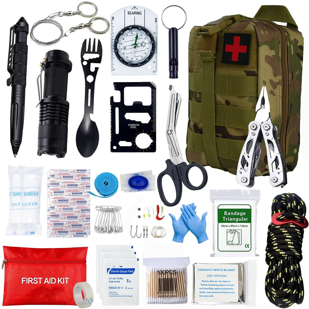 2025 Full Military Survival Kit Emergency Package Car Breaker Survival Equipment Accessories with First Aid Kit