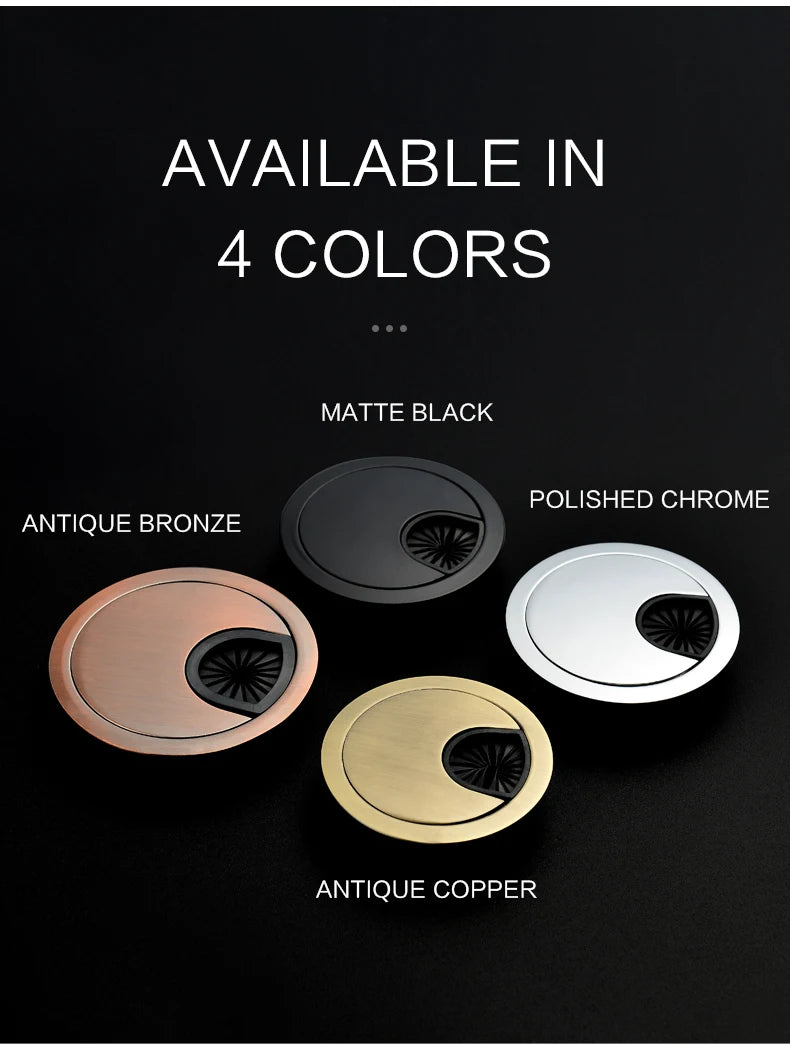 50/53/60mm Office Table Wire Hole Covers Computer Desk round metal decoration box Furniture Hardware Fittings