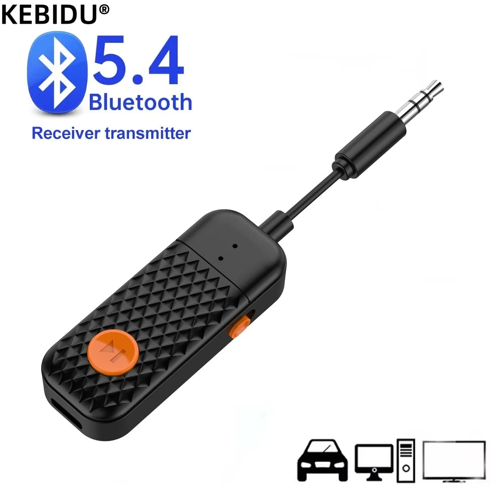Bluetooth 5.4 Audio Transmitter Receiver 3.5MM AUX Hifi Stereo Music Wireless Adapter With Mic For Car Airplane TV PC Headphone Imagen principal del producto