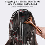 Natural Golden Sandalwood Five-Claw Scalp Massager Gua Sha Tool Back Scratcher Spa Handheld Meridian Massage Comb Hair Care