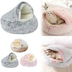 Winter Plush Round Cat Bed Pet Mattress Warm Soft Comfortable Basket Cat Dog 2 in 1 Sleeping Bag Nest for Small Dogs