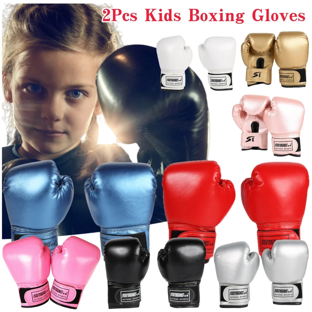 2PCS Kids Boxing Gloves Children Punch Training Sparring Kickboxing Fighting Fitness Mitts Hitting Hand Protector for Boys Girls Imagen principal del producto