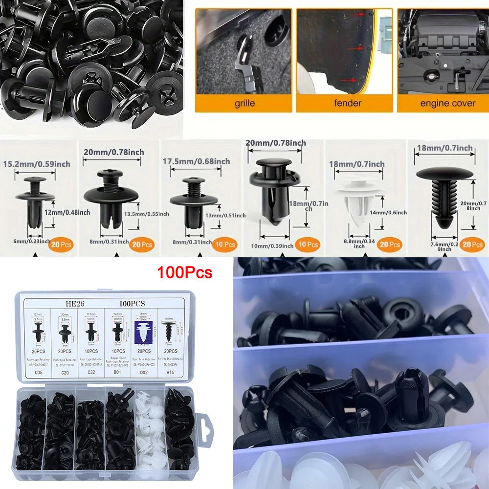 130PCS Bumper Retainer Clips with Fastener Remover Car Plastic Rivets Push Kit -Door Trim Panel Image secondaire du produit