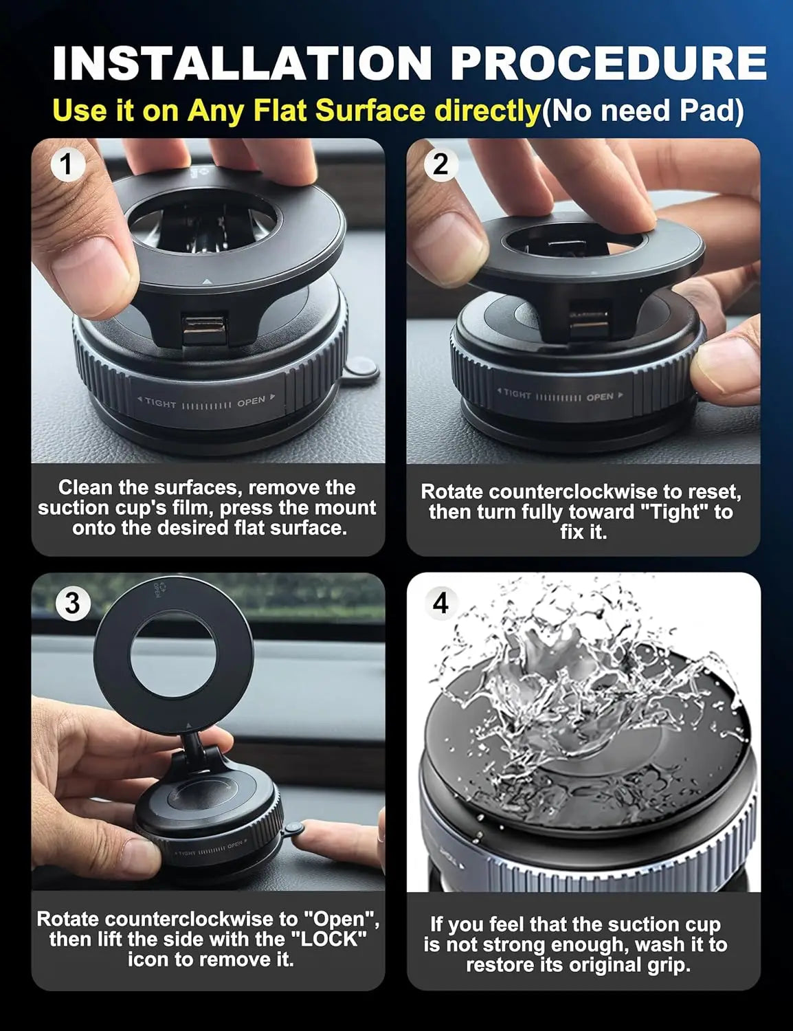 Vacuum Magnetic Car Phone Stable Dashboard  Adsorption  Anti-Shake Mobile StandUniversal For Cars Safe Driving Access