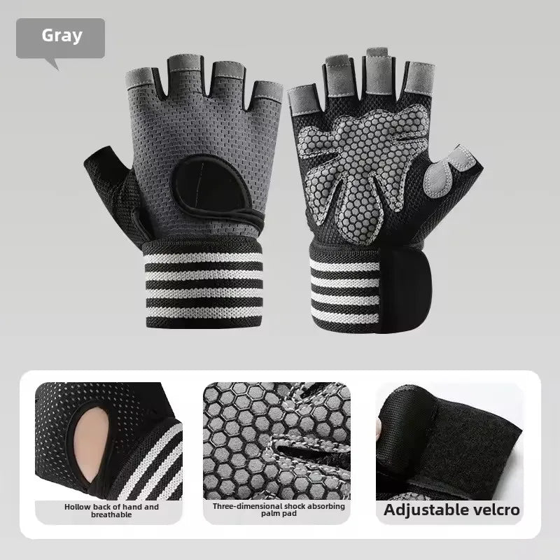 1 Pair Dumbbell Gloves Men Women Weightlifting Crossfit Bodybuilding Workout Sport Gym Training Gloves Non-slip Wrist Protector