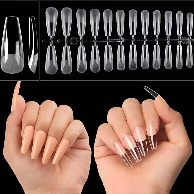 120Pcs Short Almond Oval Fake Nail Tips Extension System Sculpted Full Cover Nail Gel French Ballerinas Capsules Press On Tips
