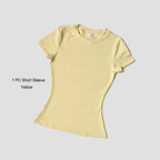 Women's Sports Yoga Set Seamless Knitted Fitness Gym Clothes Sportswear Short Sleeve Crop Top Tracksuits Gym Short Leggings