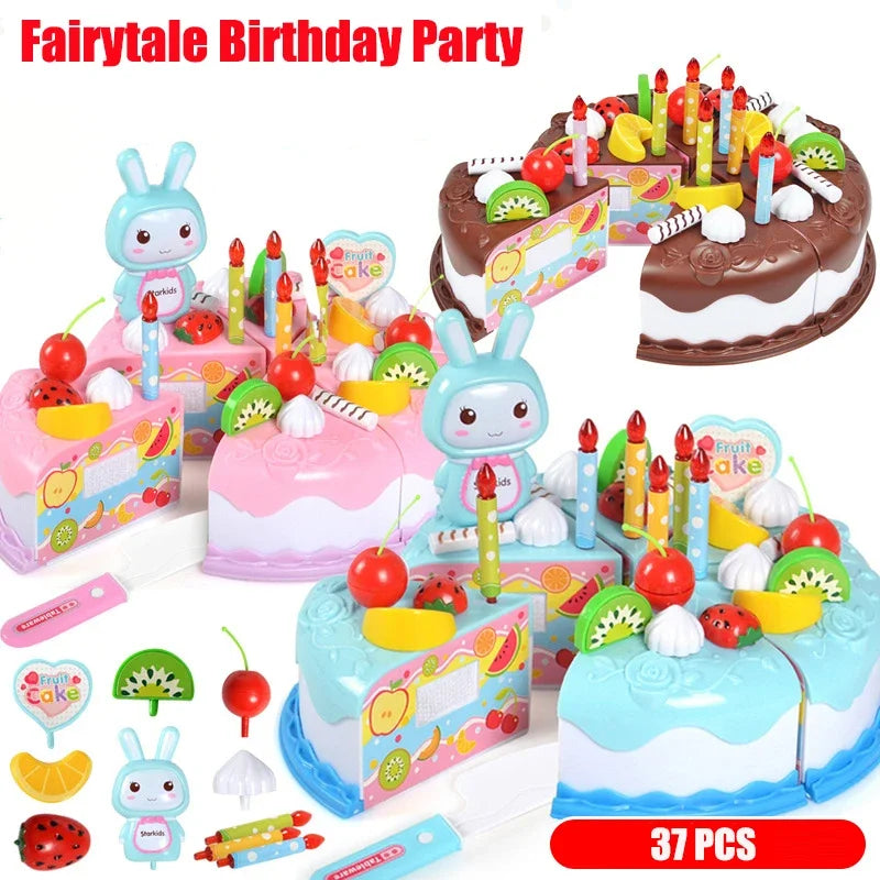 Kids Toy Simulation DIY Birthday Cake Model Kitchen Pretend Play House Cutting Fruit Food Toy for Toddler Children Gift Boy Girl Image principale du produit