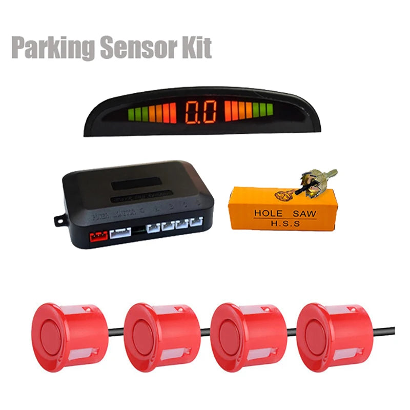 Car LED Parking Sensor Kit with 4 Radar Accurate Digital Display of Obstacle Distance Alarm Parktronic Kit Suitable For Most Car