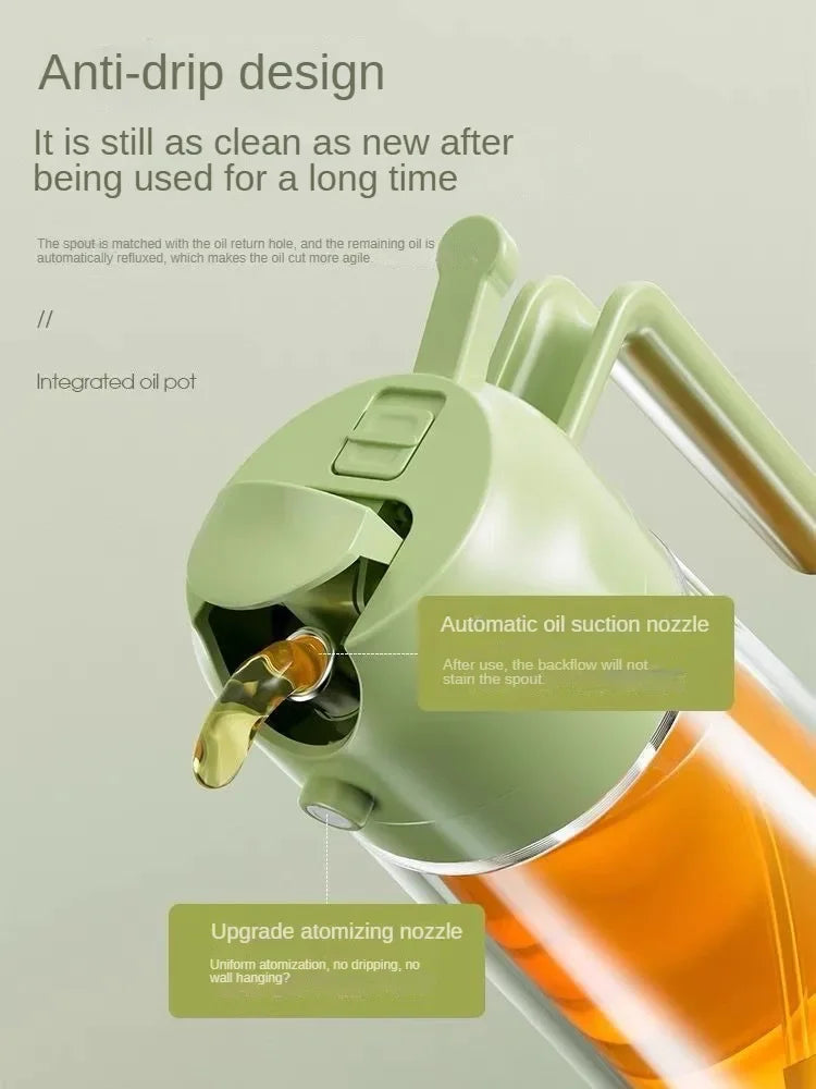 2-in-1 Kitchen Oil Sprayer and Dispenser Bottle, Plastic Oil Mister for Cooking, BBQ, Baking, Roasting and Picnic