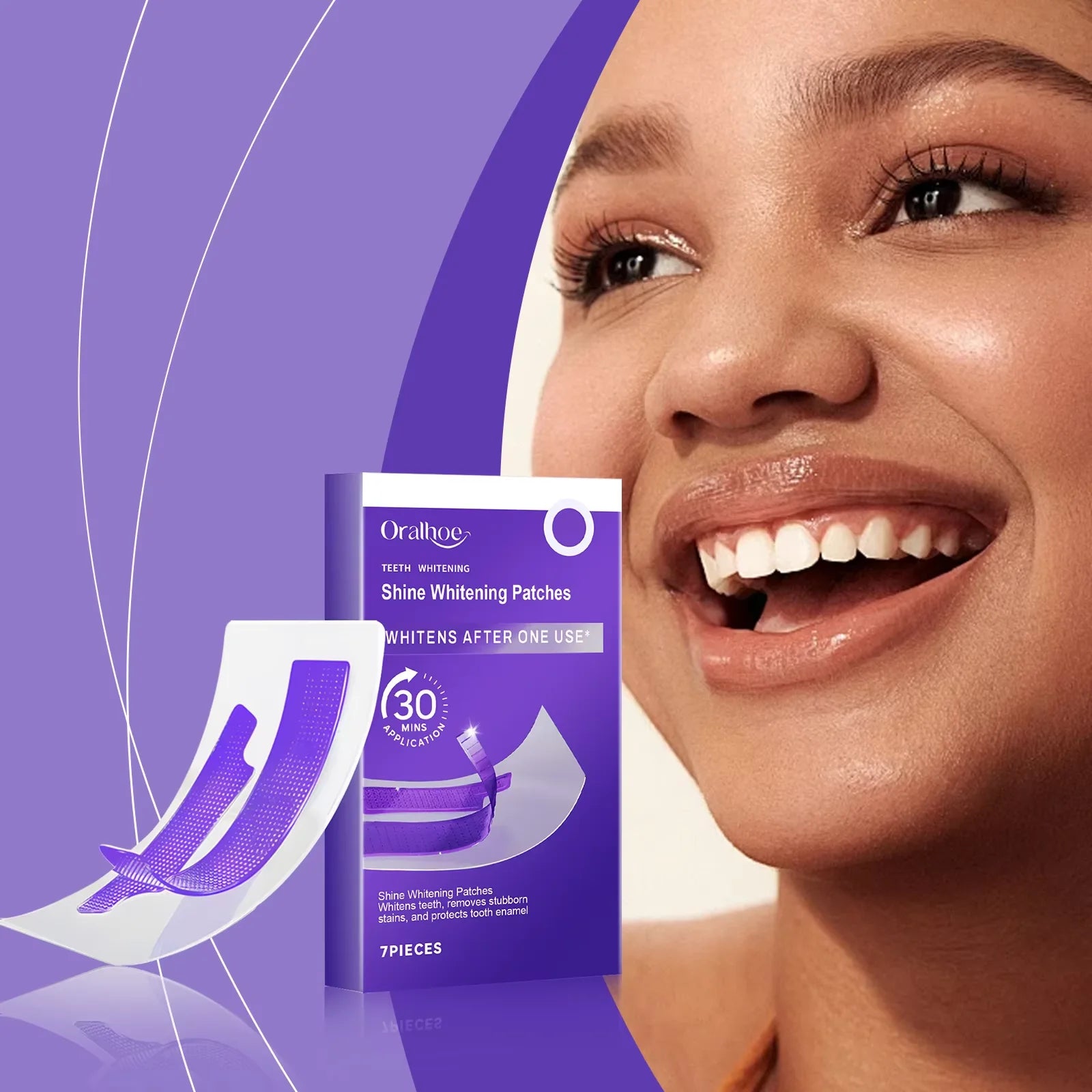 Purple Teeth Whitening Strips Brighten Tooth Remove Plaque Stain Cleaning Oral Hygiene Reduce Sensitivity Bleaching Dental Tools Imagen secundaria del producto