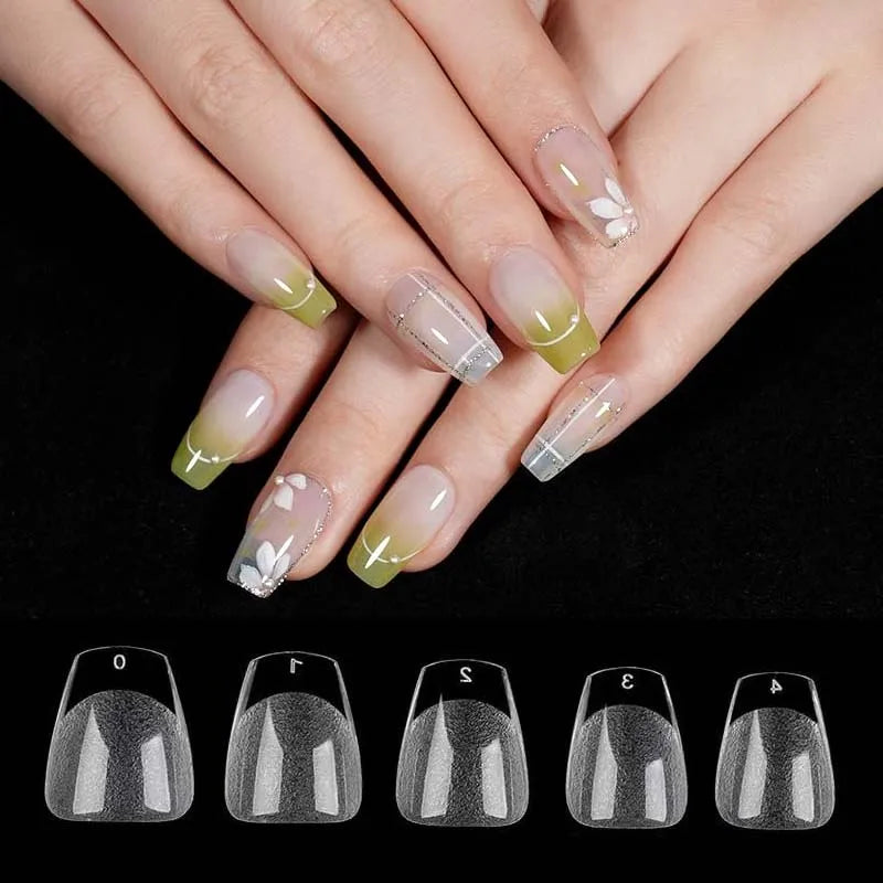 120Pcs Short Almond Oval Fake Nail Tips Extension System Sculpted Full Cover Nail Gel French Ballerinas Capsules Press On Tips