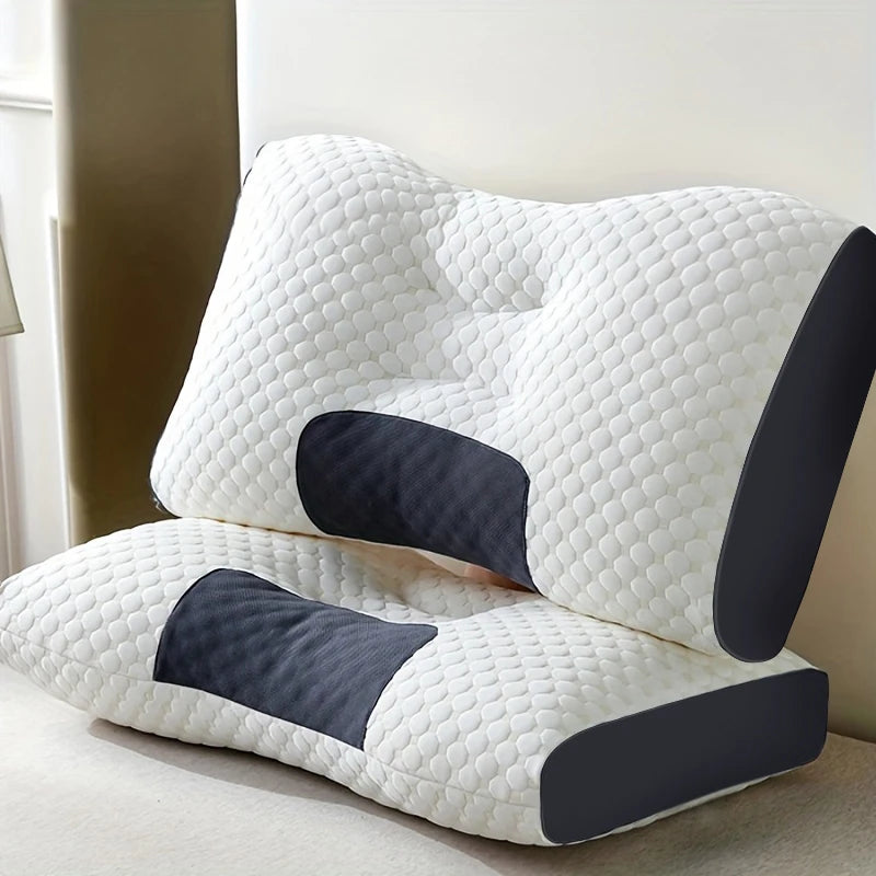 2pcs Massage Neck Pillows Adjustable Ergonomic Orthopedic Contour Support, High-Quality Pillow Core, All-Season Sleeping Comfort Image secondaire du produit
