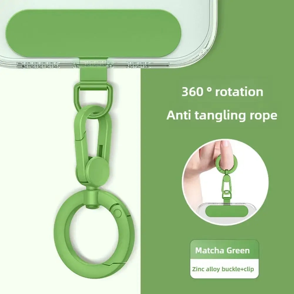 Metal Phone Lanyard Gasket Patch Rotatable Metal Buckle Hanging   Steel Clip Card Cord Tab Mobile Phone Accessories