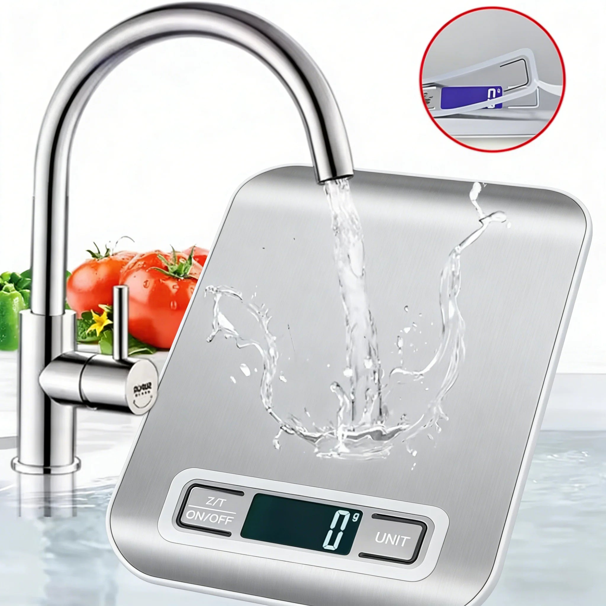 Digital Kitchen Scale 10/5kg-1g LED Display Stainless Steel Panel Electronic Scales for Home Food Snacks Weighing Baking Tools Imagen secundaria del producto