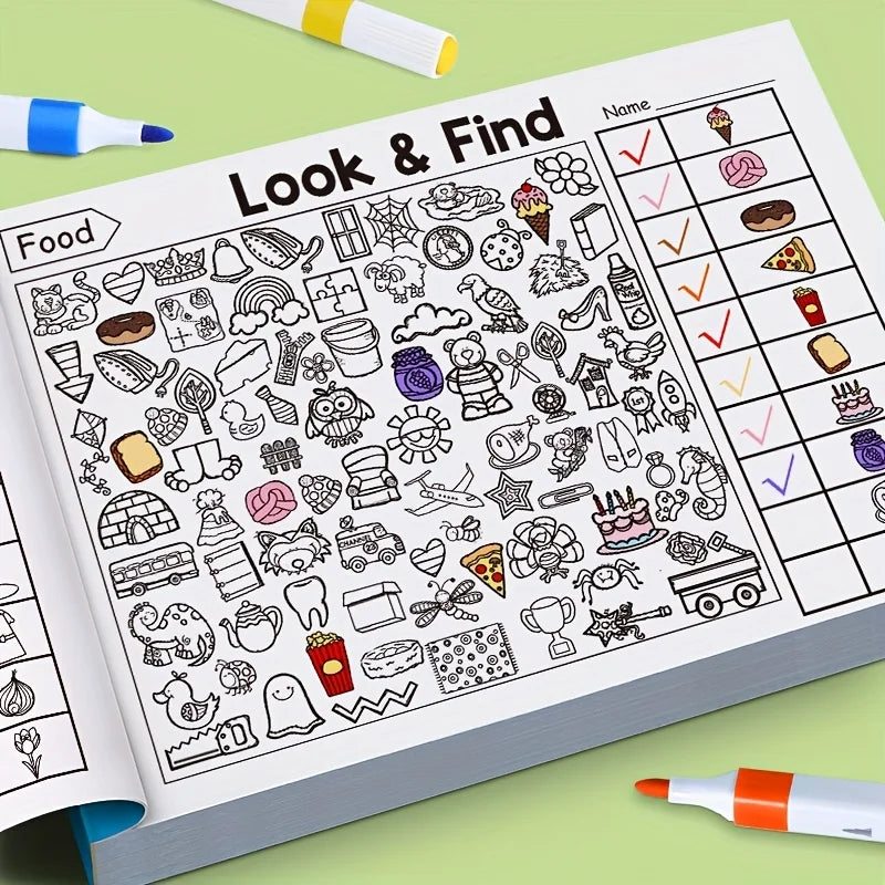Kids Hidden Object Coloring Book with Find & Color 32 Pages - Interactive Seek & Color Activity Workbook for &, School, Home Image secondaire du produit