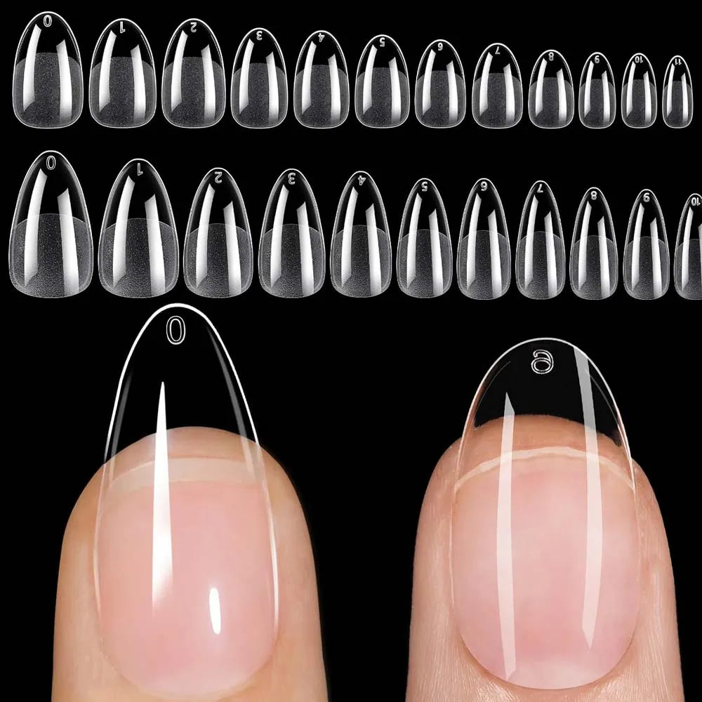 120Pcs Short Almond Oval Fake Nail Tips Extension System Sculpted Full Cover Nail Gel French Ballerinas Capsules Press On Tips Image principale du produit