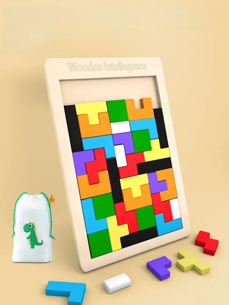 Colorful wooden puzzle toys Tangram Montessori materials children's puzzle toys Building blocks Children's learning toys
