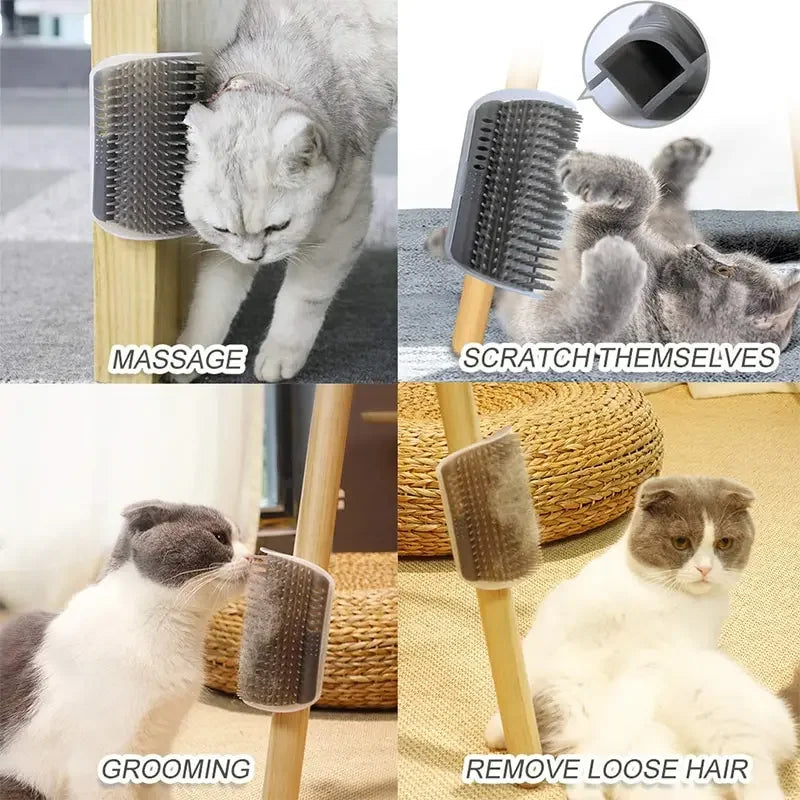 Cat Scratcher Massage Comb - Corner Scratching Brush with Catnip, Pet Deshedding Comb for Hair Removal, Grooming Imagem secundária do produto