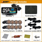 8 Parktronic Parking Sensors Kit Reversing Front and Rear Car Backup Radar Detector Backing Assistance Sound Aler AID