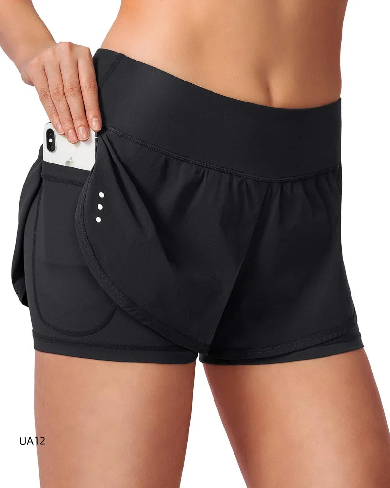 High Waist Breathable Yoga Shorts for Women Elastic Fitness Exercise Running Gym Training Daily Wear Sportswear