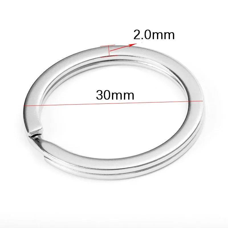 20pcs Stainless Steel Key Rings 20/25/28/30/35mm Round Flat Line Split Rings Keyring for Jewelry Making Keychain DIY Findings