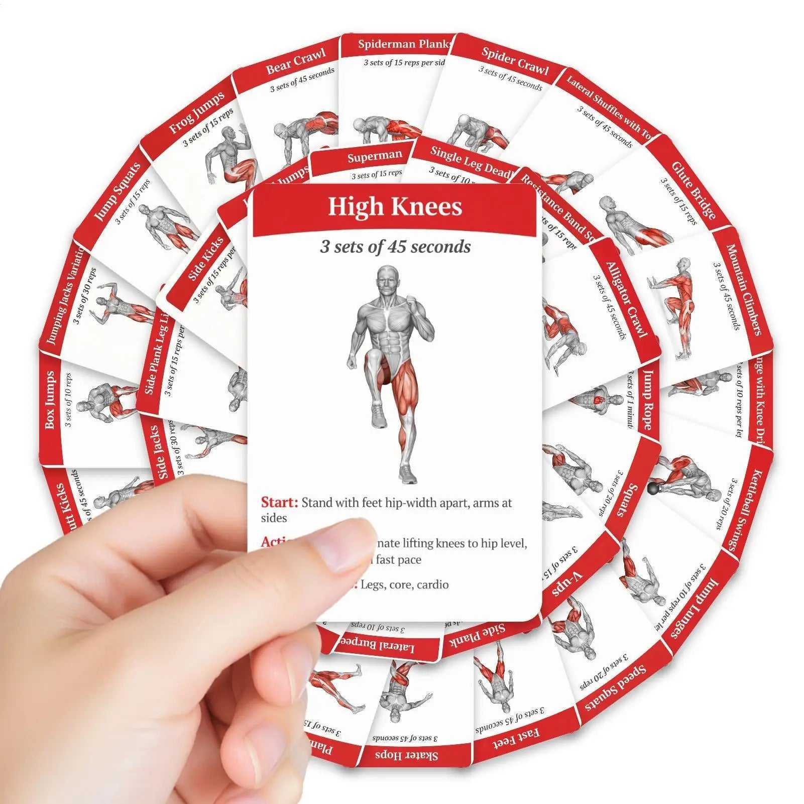 Workout Cards Deck 36 Pieces High-Definition Portable Cards Training Exercises Guide for Women Men Beginners Home Gym Outdoor