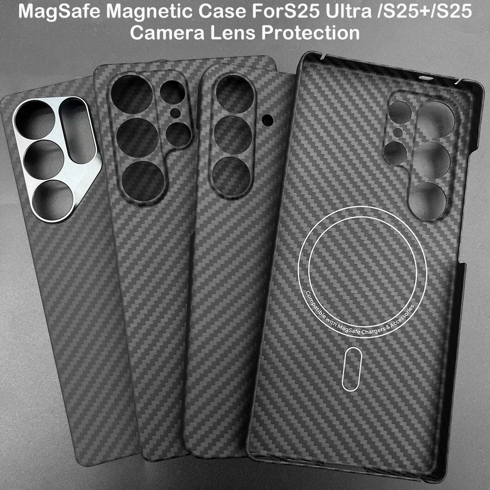 Carbon Fiber Case For Samsung Galaxy S25 Ultra/S25+/S25/S25 Edge Lens Camera Protection Aramid Fiber Cover Lightweight Slim Case
