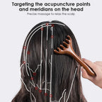 Natural Golden Sandalwood Five-Claw Scalp Massager Gua Sha Tool Back Scratcher Spa Handheld Meridian Massage Comb Hair Care