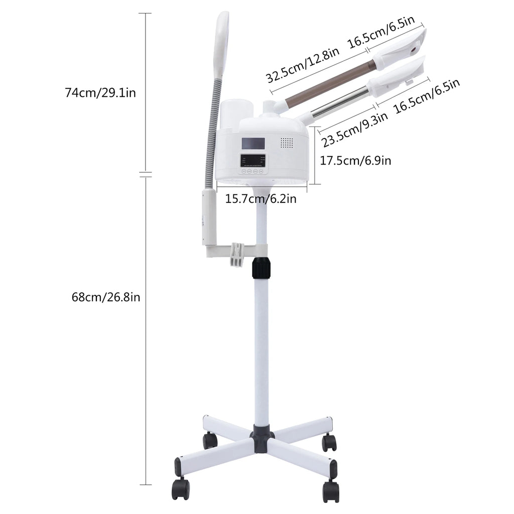 3-in-1 Facial Steamer Beautician Steamer Deep Cleaning w/Hot and Cold Nozzle LED Magnifying Lamp Beauty Salon Spa